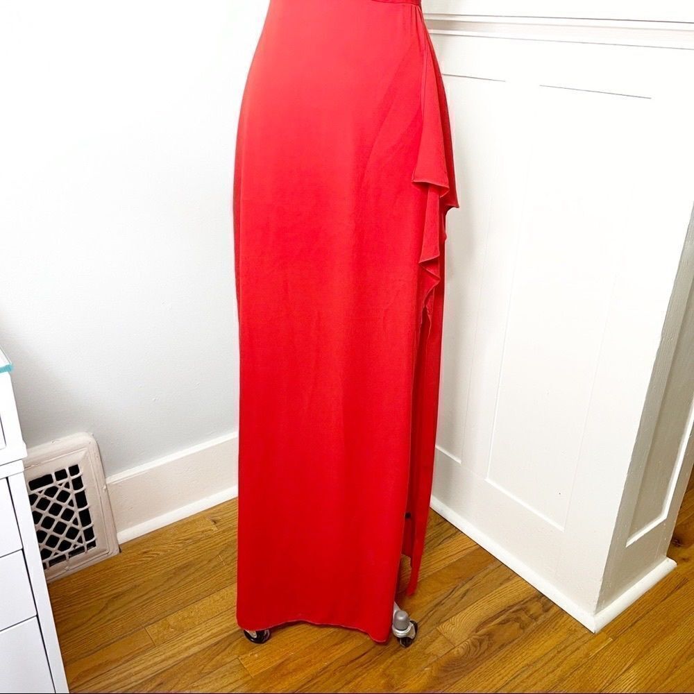 Express Red Spaghetti Strap High Slit Maxi Dress 4 NWT - Picture 5 of 11